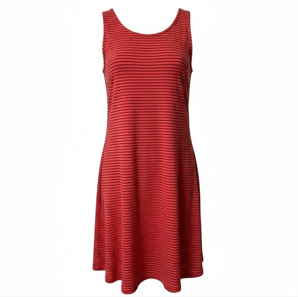Natural Reflections Tank Sleeveless Dress Women's Size Small Orange Blue Striped